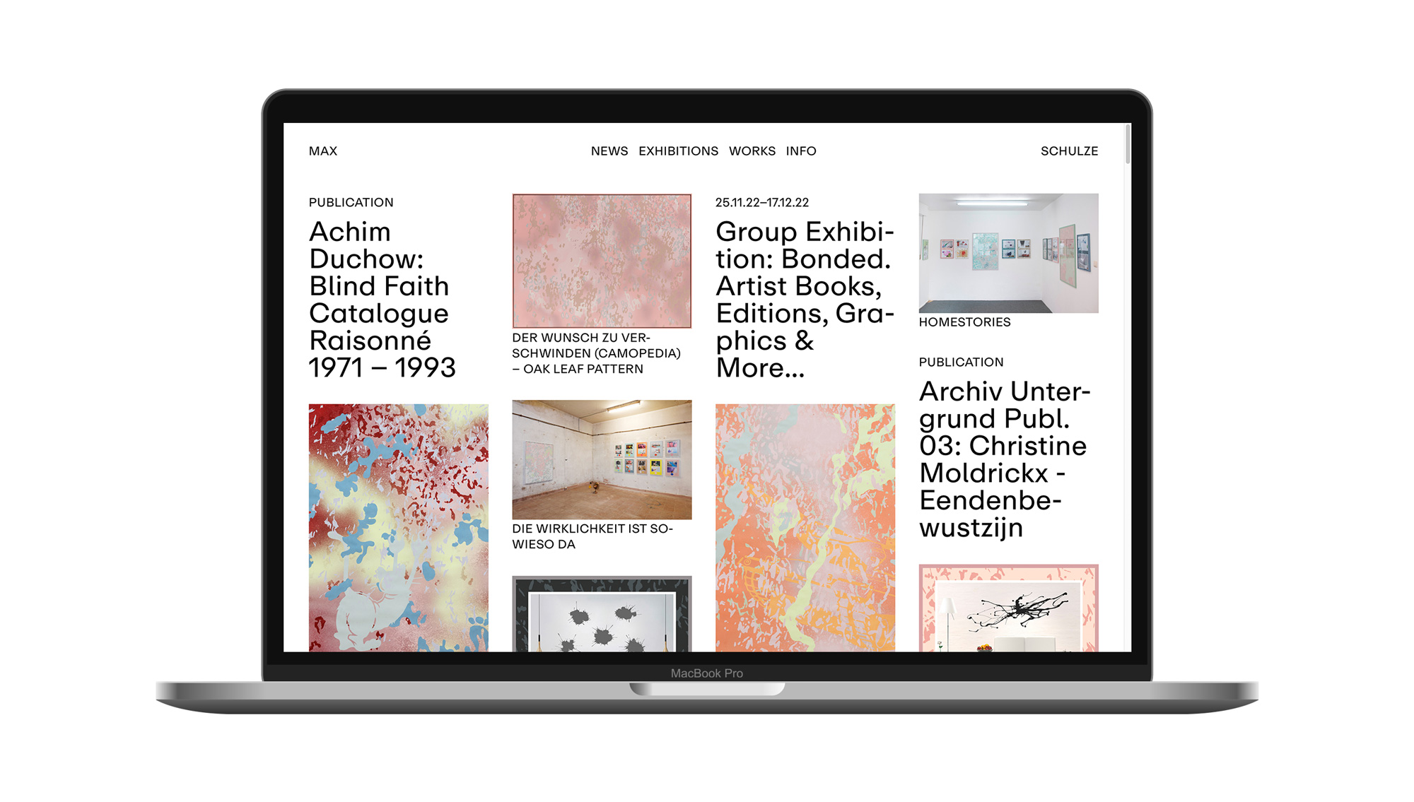 Max Schulze website on MacBook screen