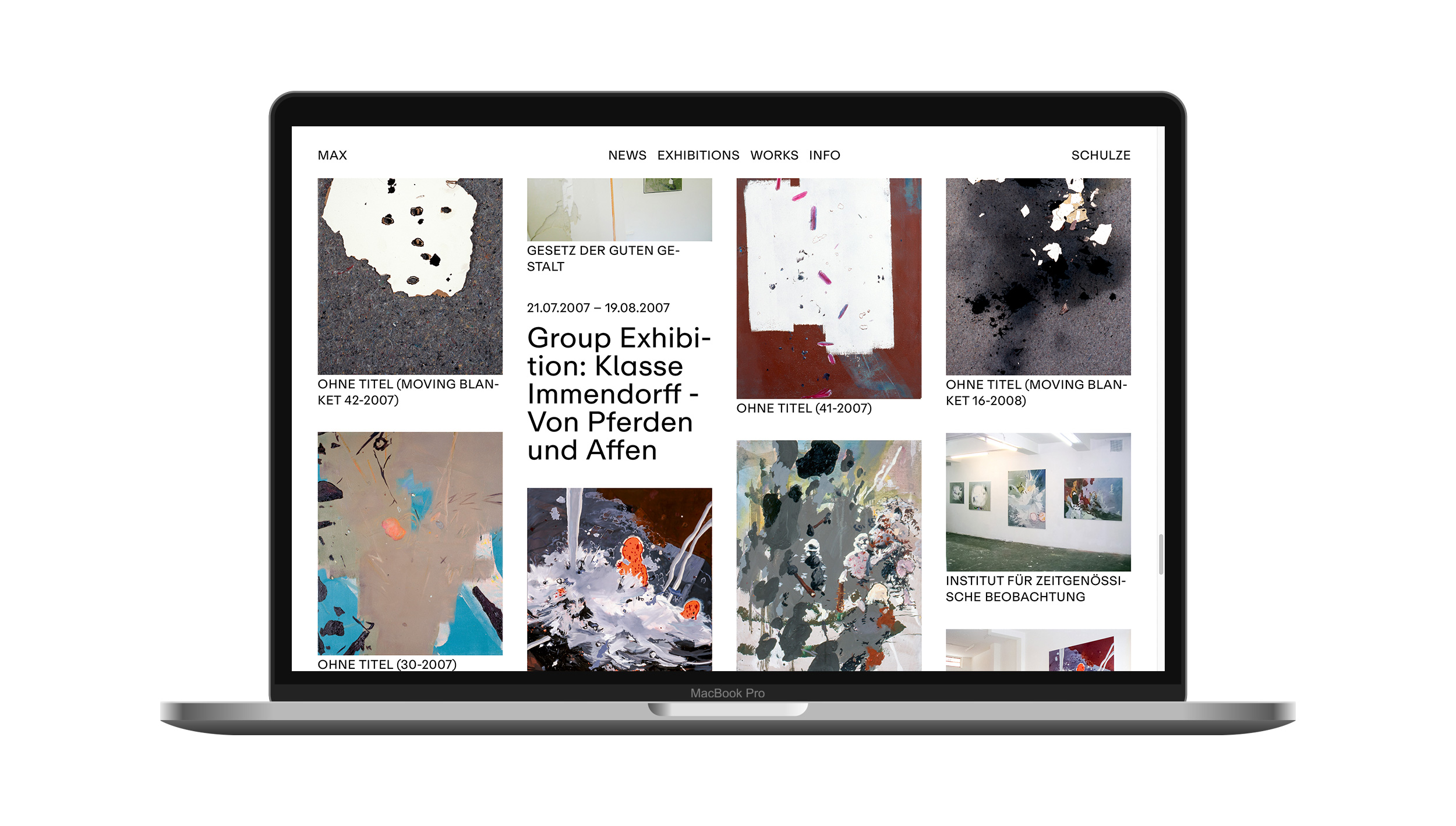 Max Schulze website on MacBook screen